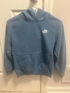Nike Light Blue Hooded Pullover with Black Logo Tag
